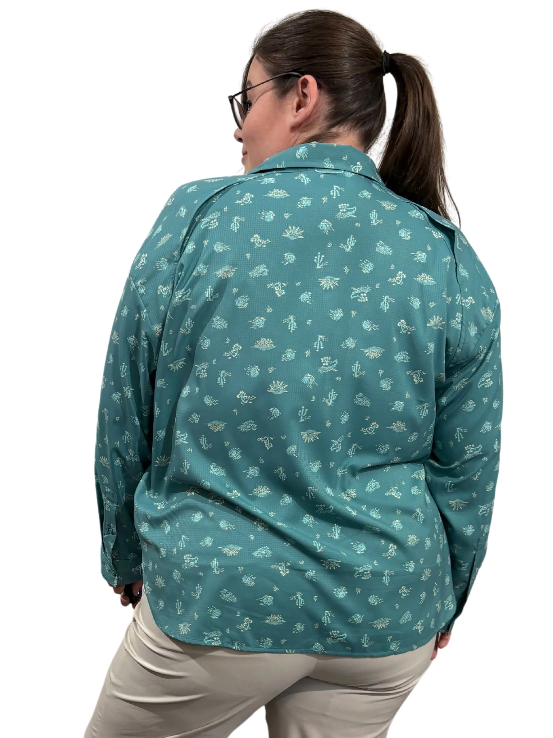 Chemise Silver Ridge Utility Patterned Taille Plus - Teal Deserted