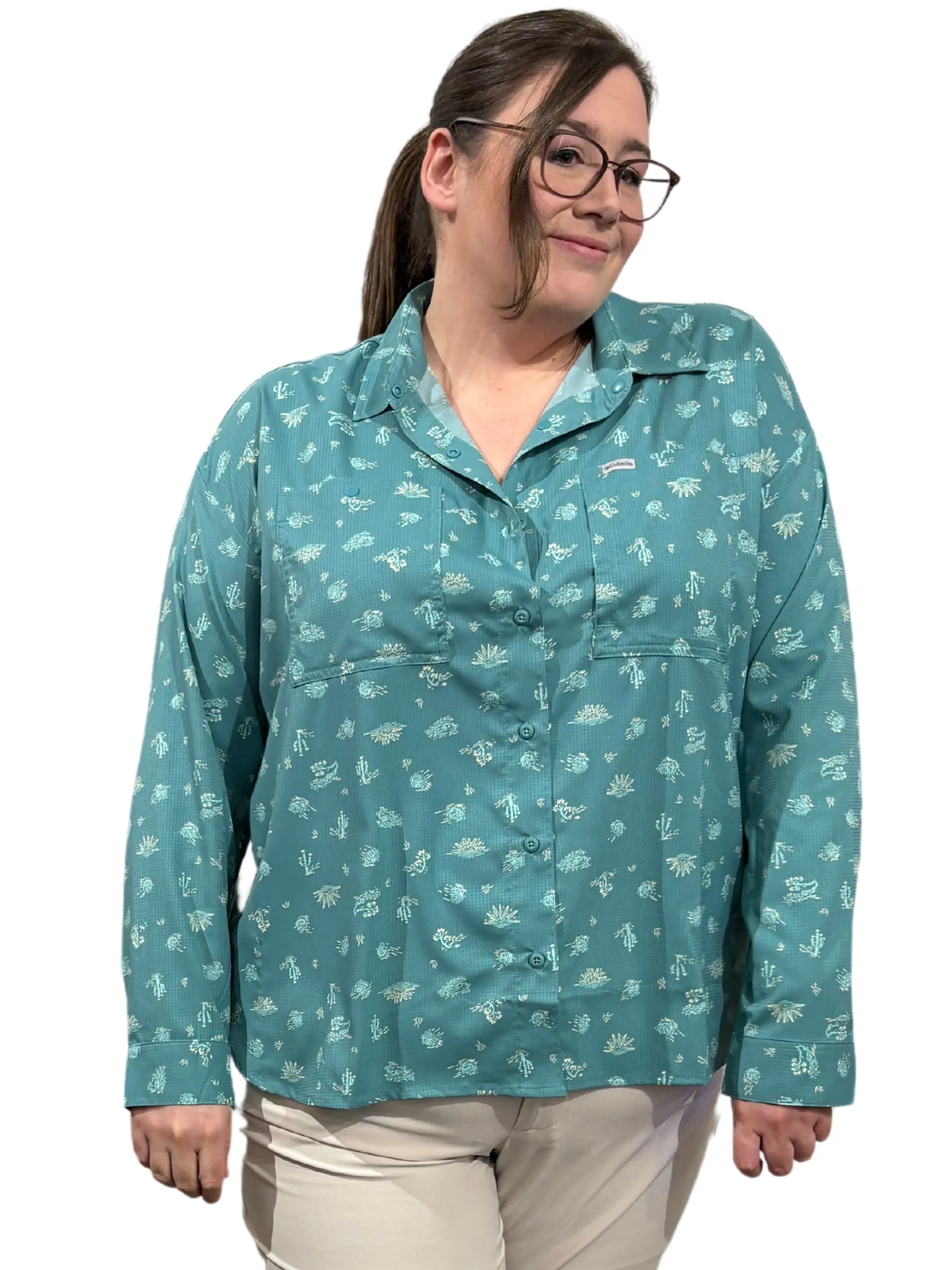 Chemise Silver Ridge Utility Patterned Taille Plus - Teal Deserted