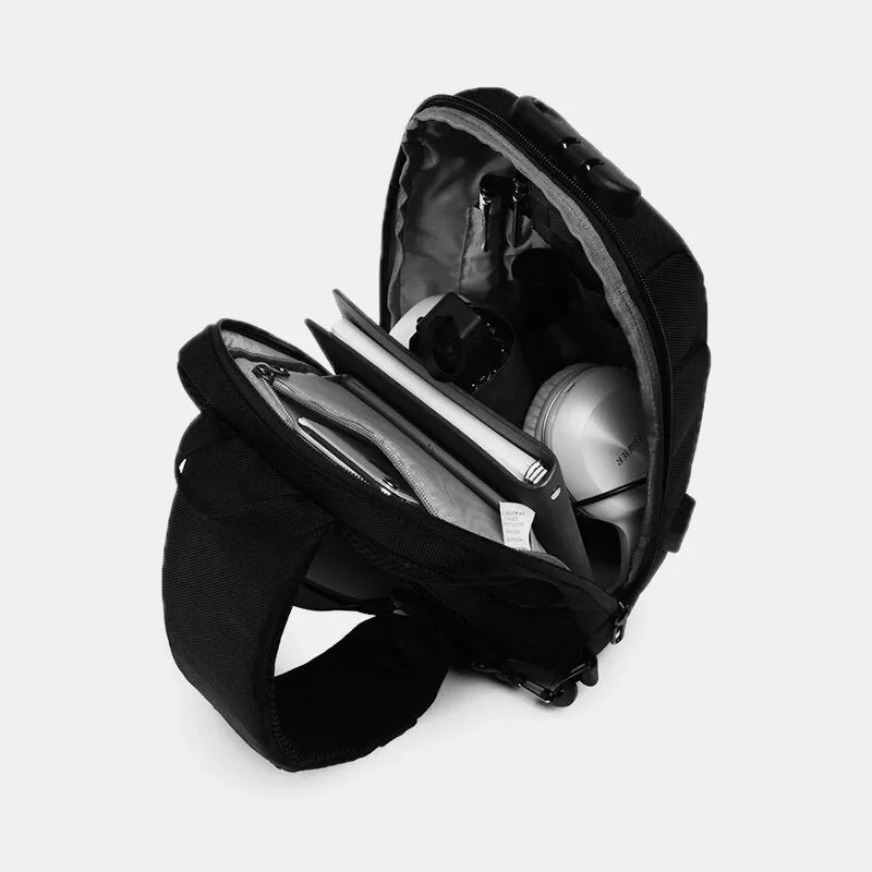 Chest Bag Sling Bag For Men Anti-theft USB Charging Multi-Layers Crossbody Bag