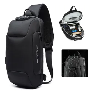 Chest Bag Sling Bag For Men Anti-theft USB Charging Multi-Layers Crossbody Bag
