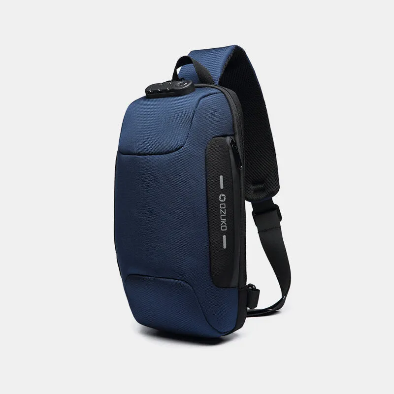 Chest Bag Sling Bag For Men Anti-theft USB Charging Multi-Layers Crossbody Bag