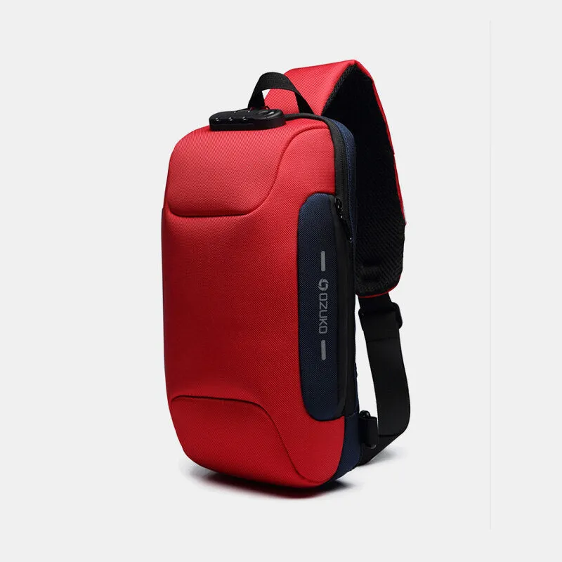 Chest Bag Sling Bag For Men Anti-theft USB Charging Multi-Layers Crossbody Bag