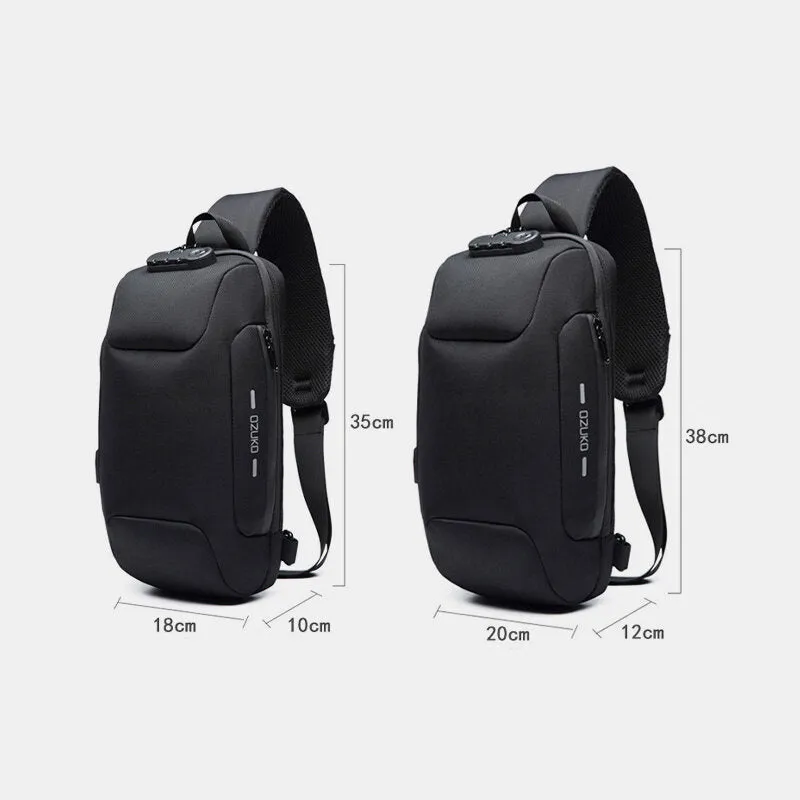 Chest Bag Sling Bag For Men Anti-theft USB Charging Multi-Layers Crossbody Bag