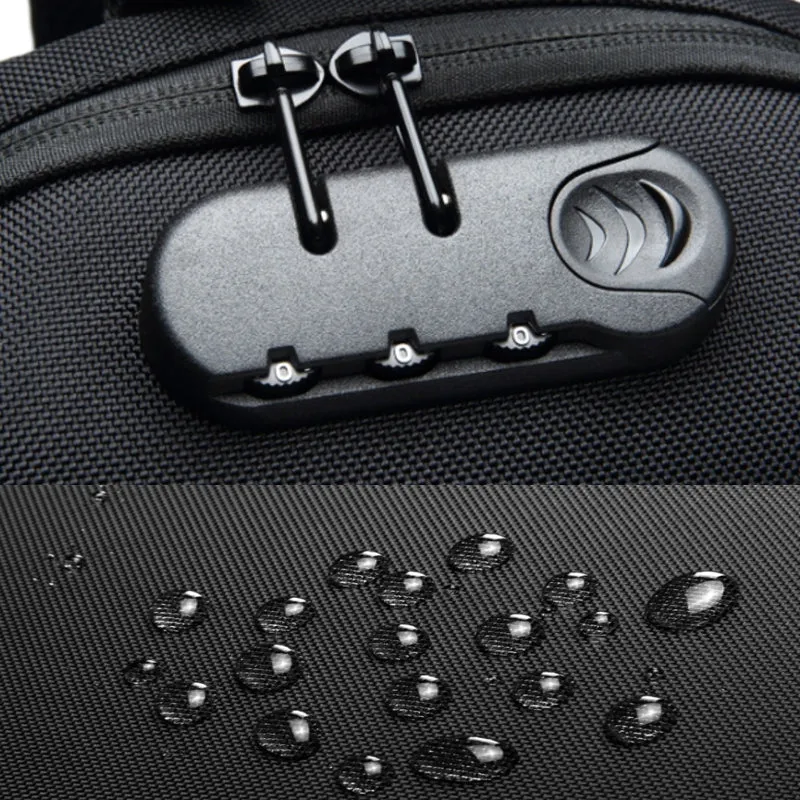 Chest Bag Sling Bag For Men Anti-theft USB Charging Multi-Layers Crossbody Bag