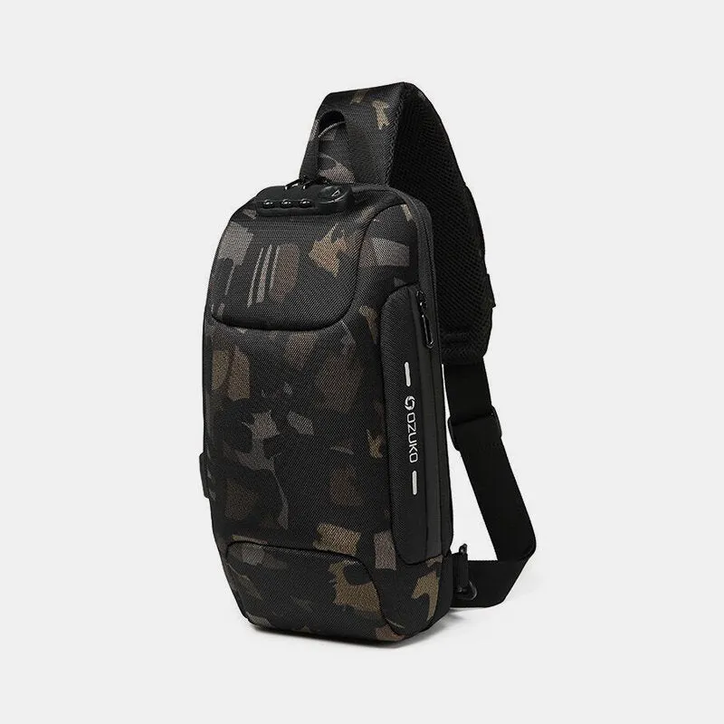 Chest Bag Sling Bag For Men Anti-theft USB Charging Multi-Layers Crossbody Bag