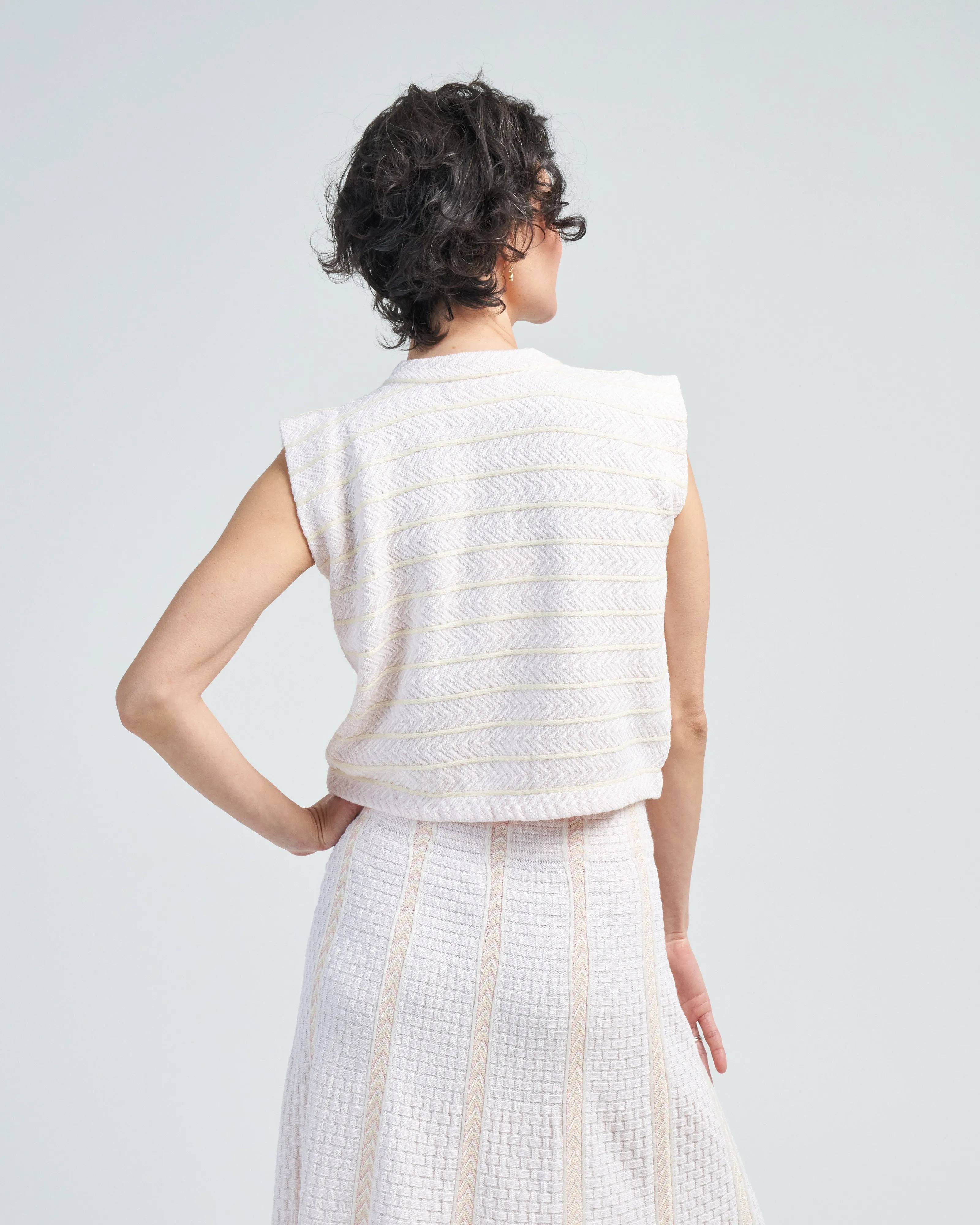 chevron patterned sleeveless top