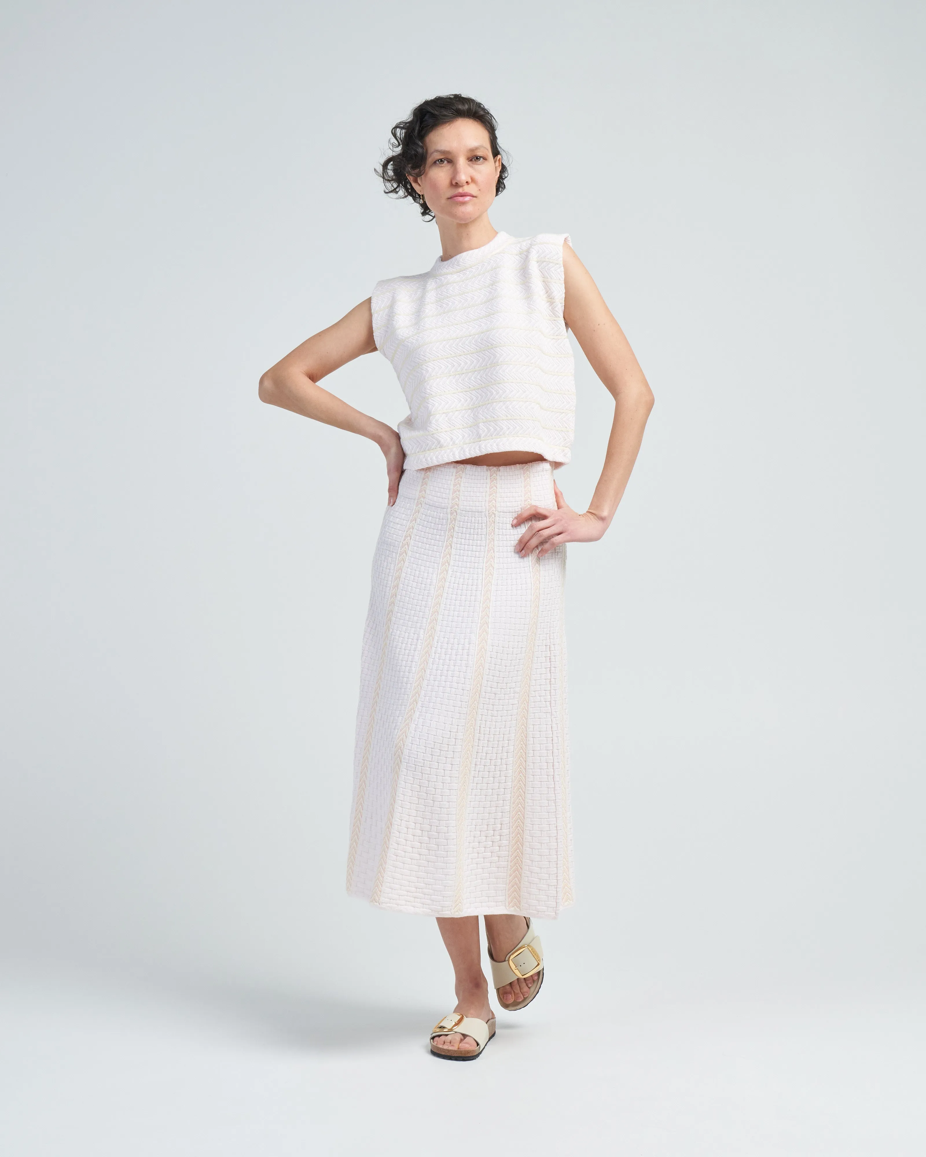 chevron patterned sleeveless top