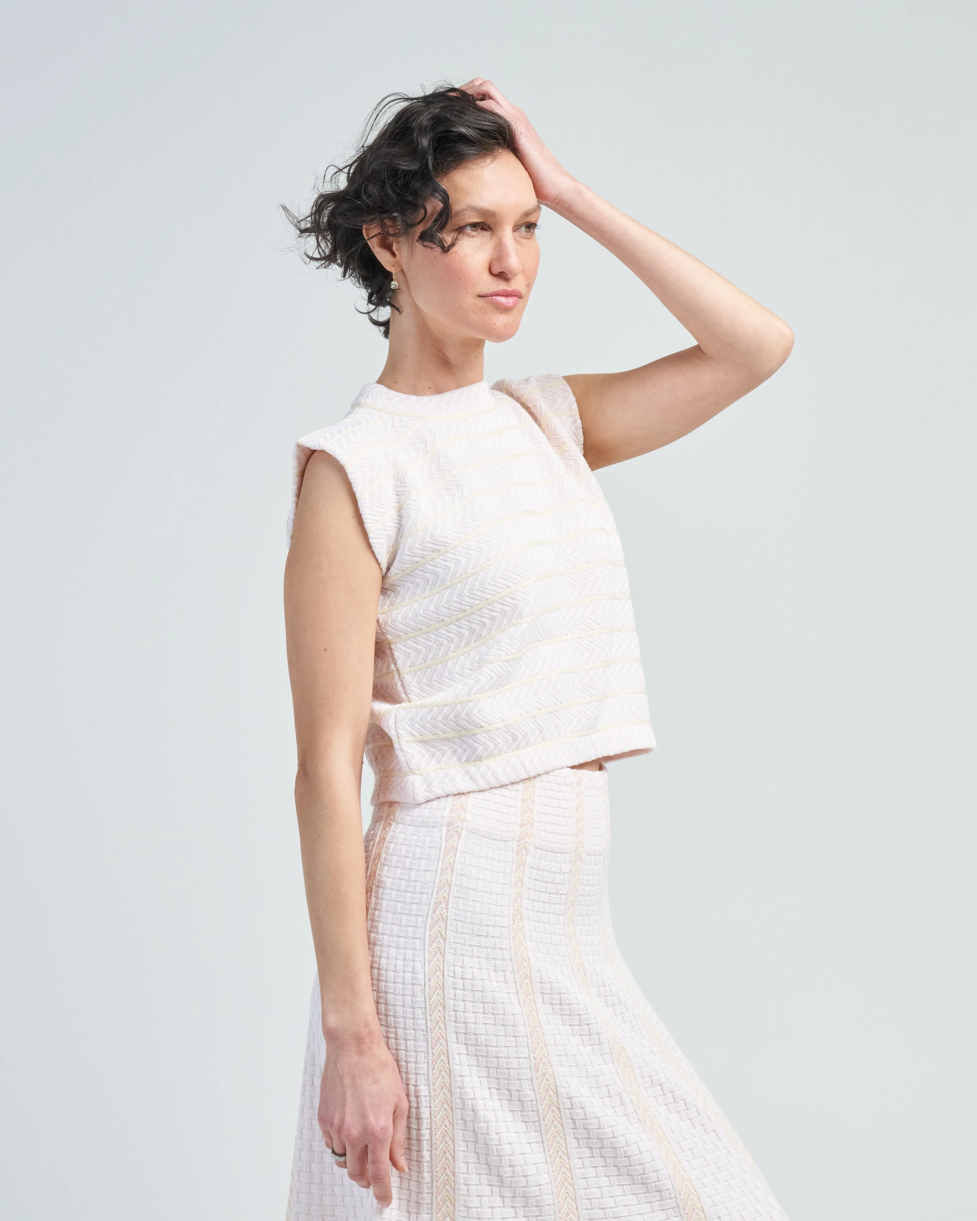 chevron patterned sleeveless top