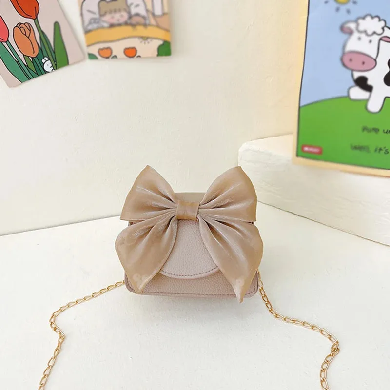 Children's Shoulder Bags Spring Flower Lace Bow Decor Girls Crossbody Bag Waterproof PU Kids Backpack Toddler Purse Handbag