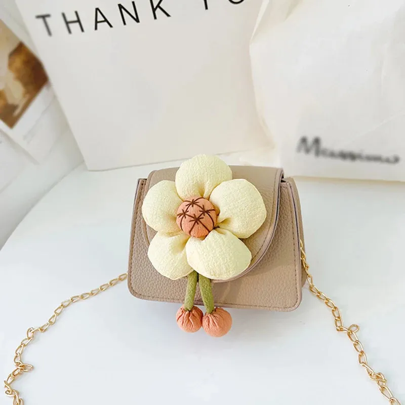Children's Shoulder Bags Spring Flower Lace Bow Decor Girls Crossbody Bag Waterproof PU Kids Backpack Toddler Purse Handbag