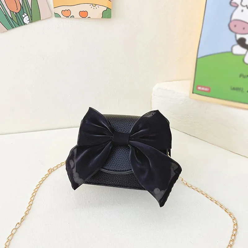 Children's Shoulder Bags Spring Flower Lace Bow Decor Girls Crossbody Bag Waterproof PU Kids Backpack Toddler Purse Handbag