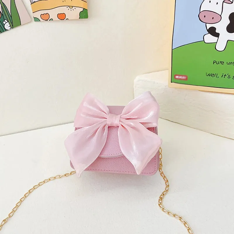 Children's Shoulder Bags Spring Flower Lace Bow Decor Girls Crossbody Bag Waterproof PU Kids Backpack Toddler Purse Handbag
