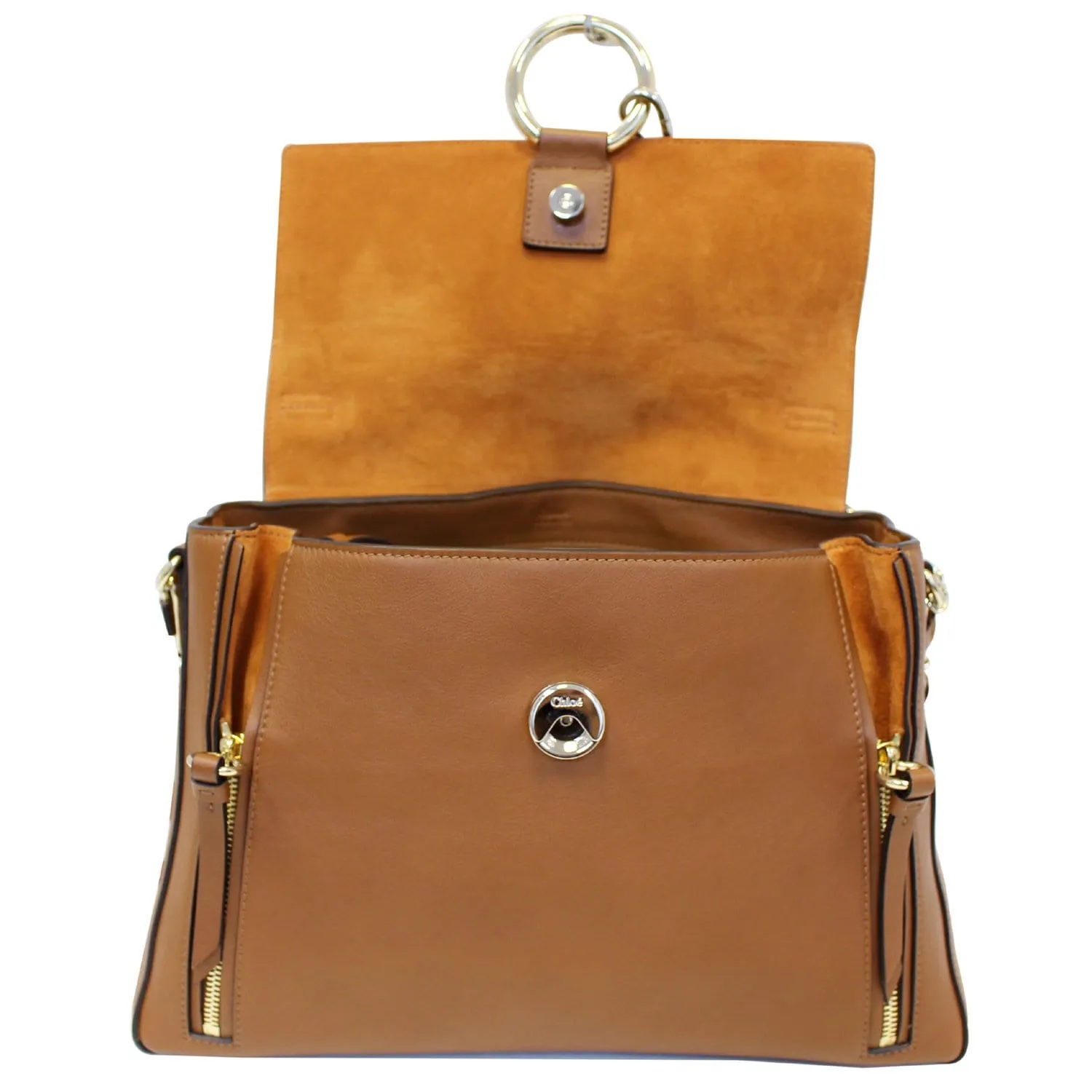 CHLOE Faye Day Mixed Flap Leather Medium Shoulder Bag Tan