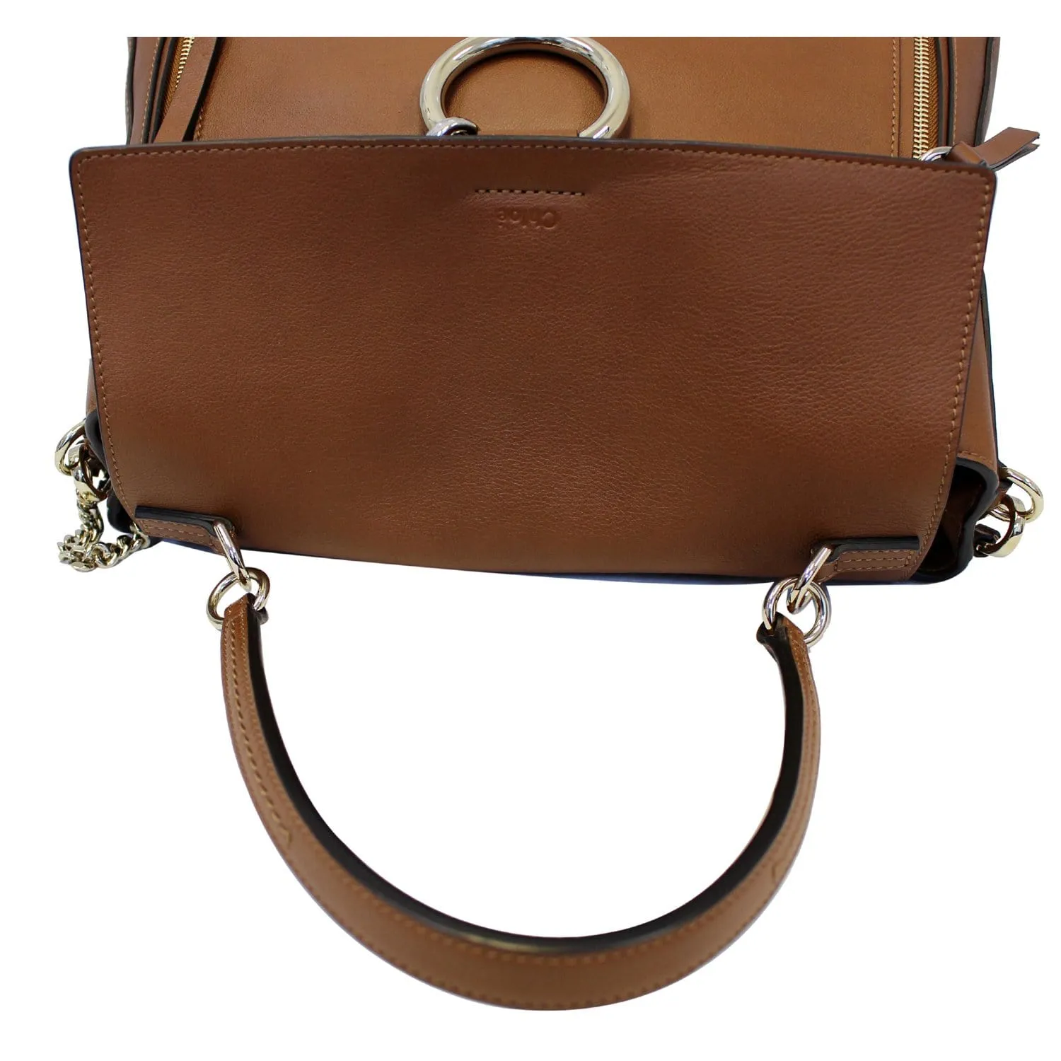 CHLOE Faye Day Mixed Flap Leather Medium Shoulder Bag Tan