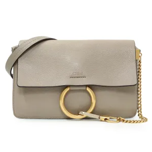 Chloe Motty Grey Grained Calfskin Small Faye Shoulder Bag