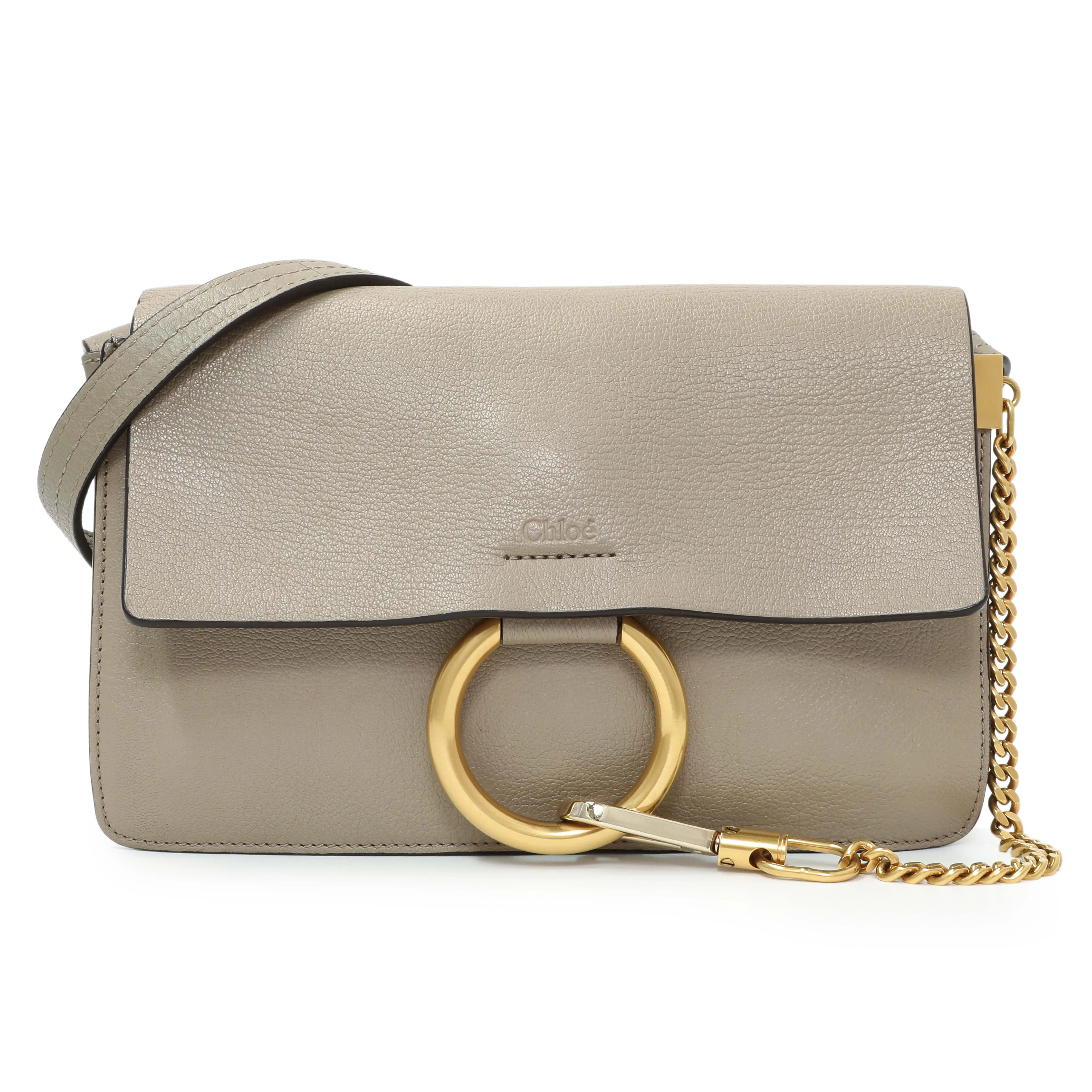 Chloe Motty Grey Grained Calfskin Small Faye Shoulder Bag