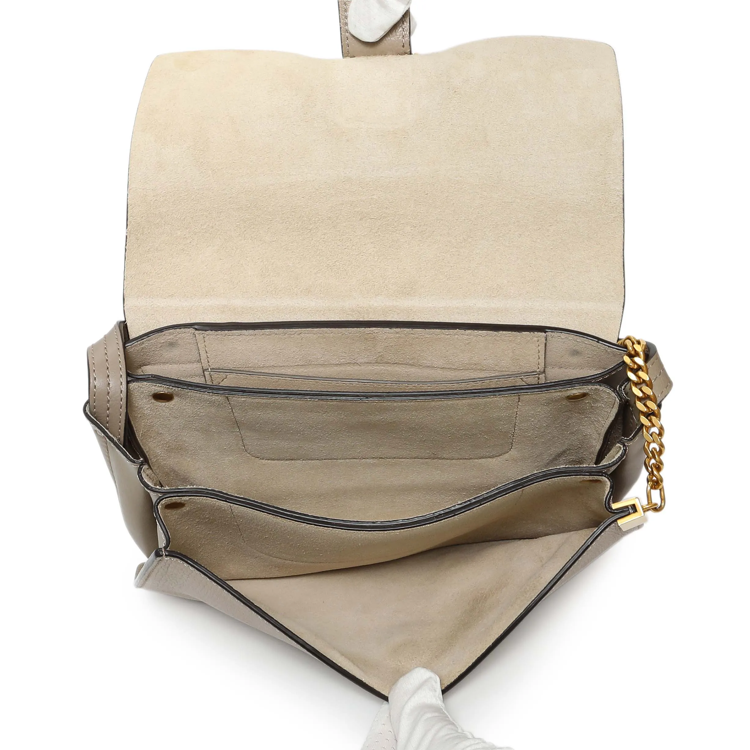 Chloe Motty Grey Grained Calfskin Small Faye Shoulder Bag