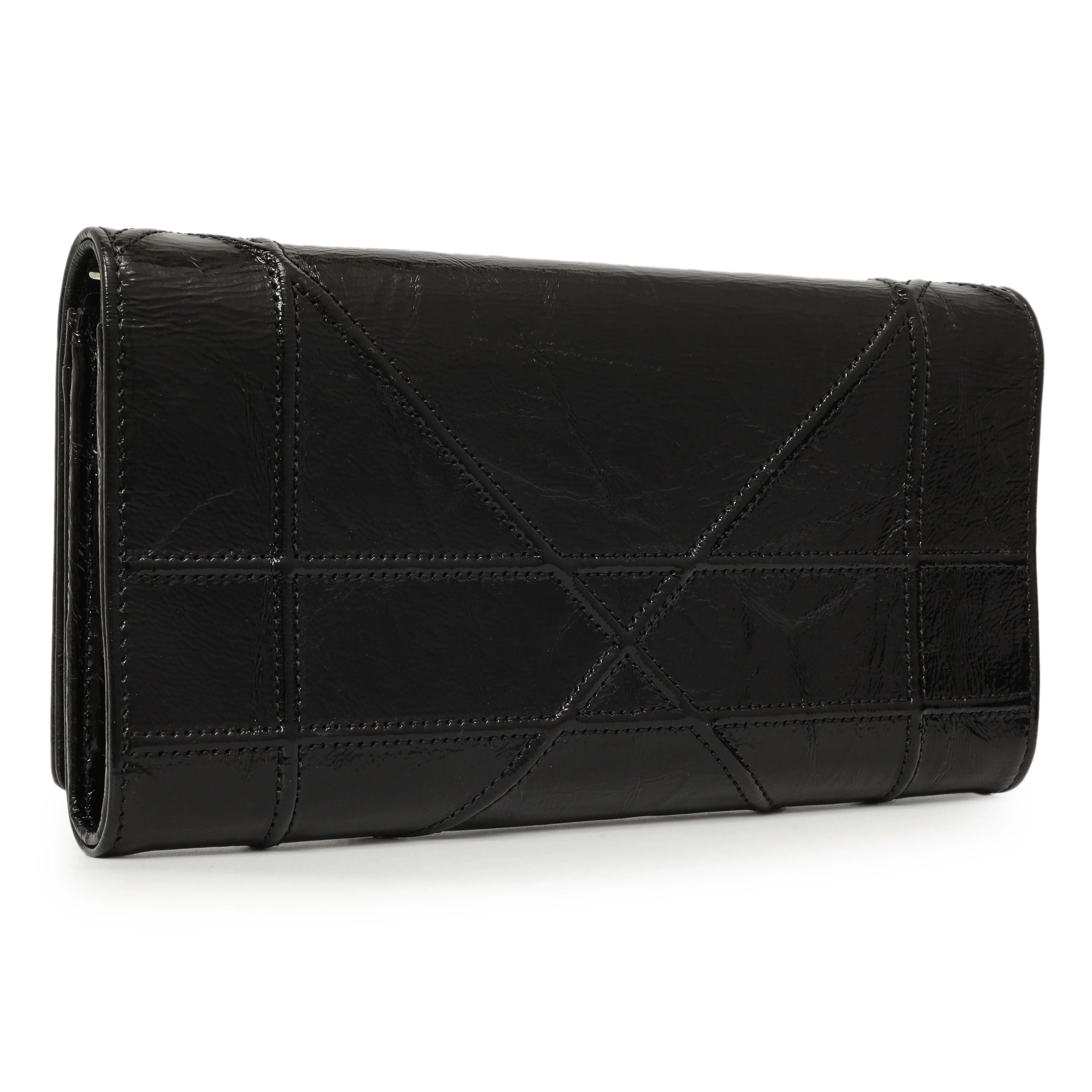 Christian Dior Black Patent Diorama Croisiere Chain Wallet