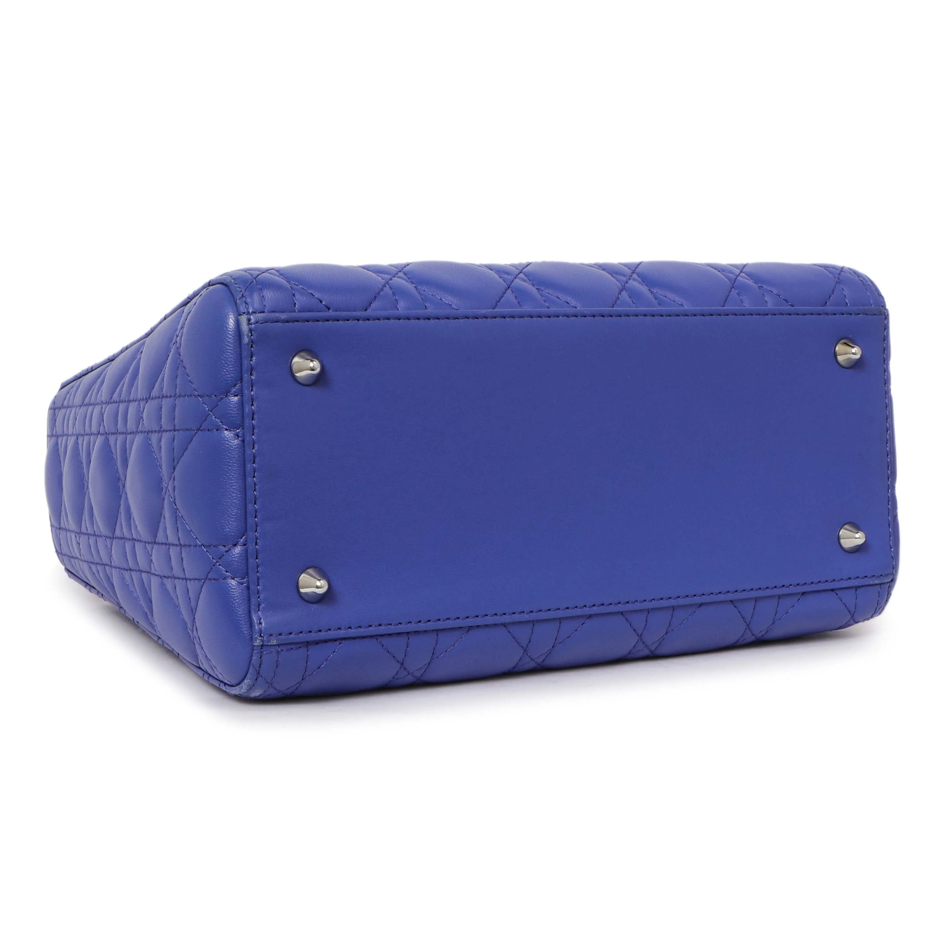 Christian Dior Blue Lambskin Cannage Medium Lady Dior