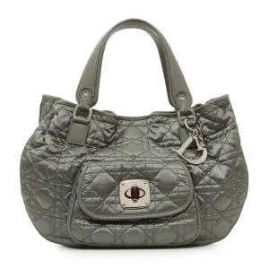 Christian Dior Grey Nylon Cannage Charming Lock Tote