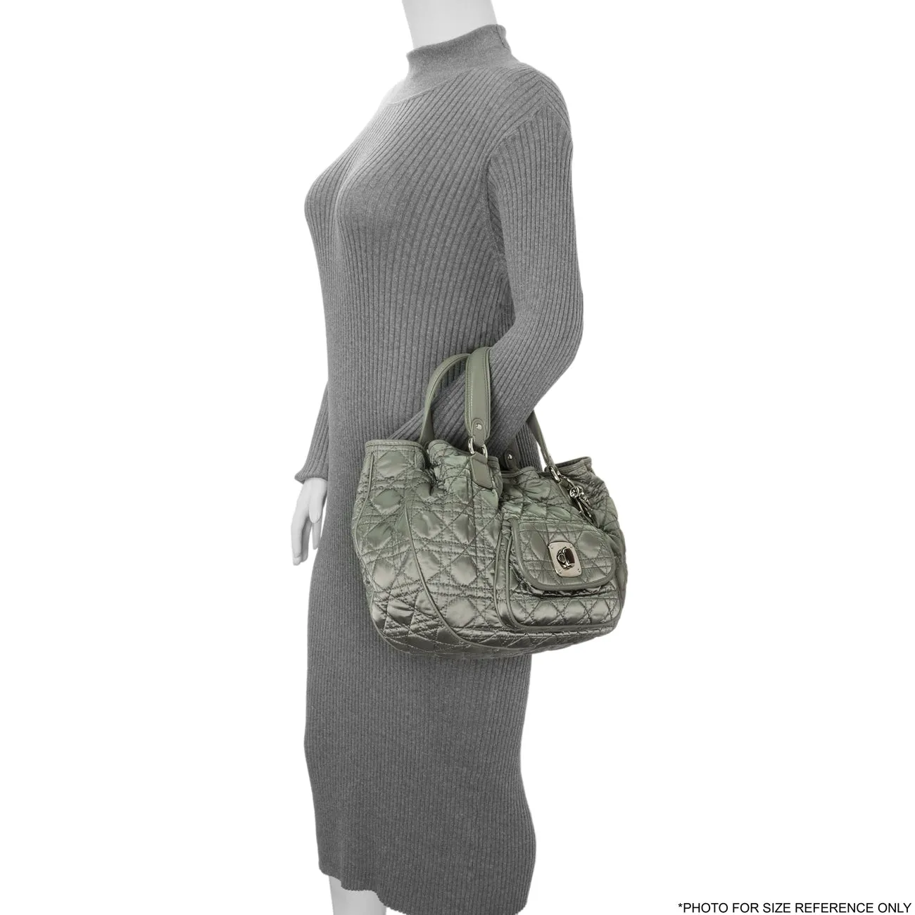 Christian Dior Grey Nylon Cannage Charming Lock Tote