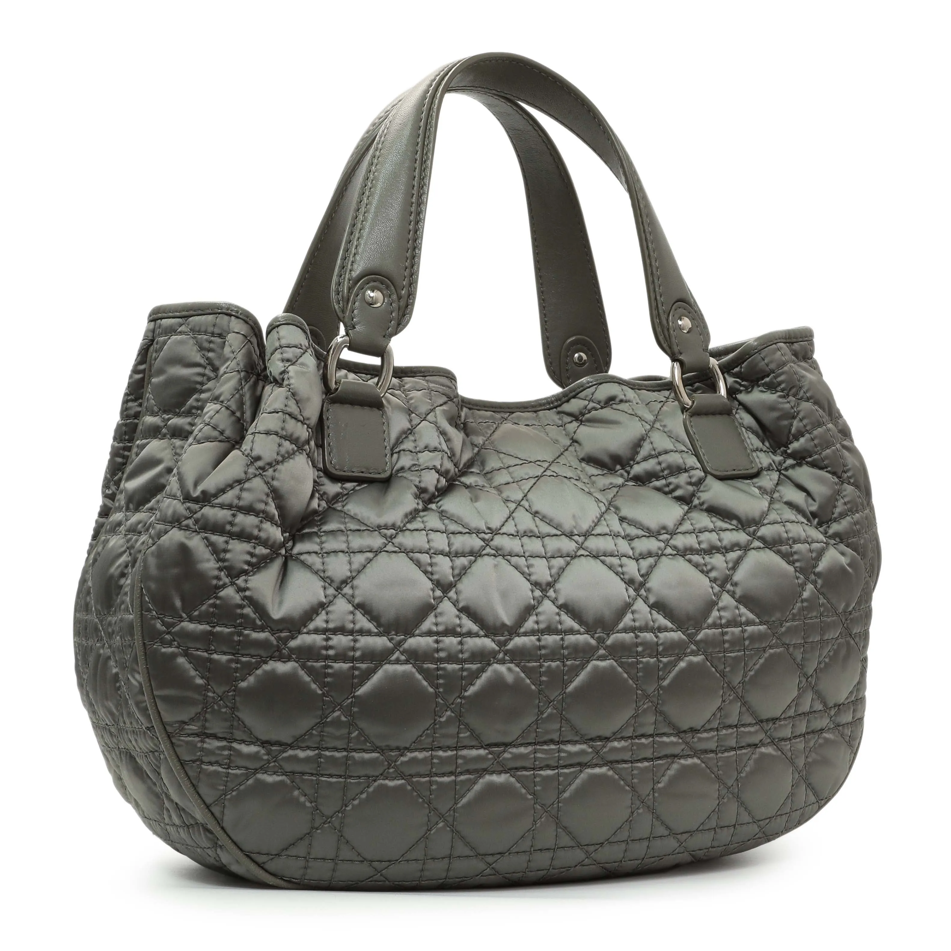 Christian Dior Grey Nylon Cannage Charming Lock Tote