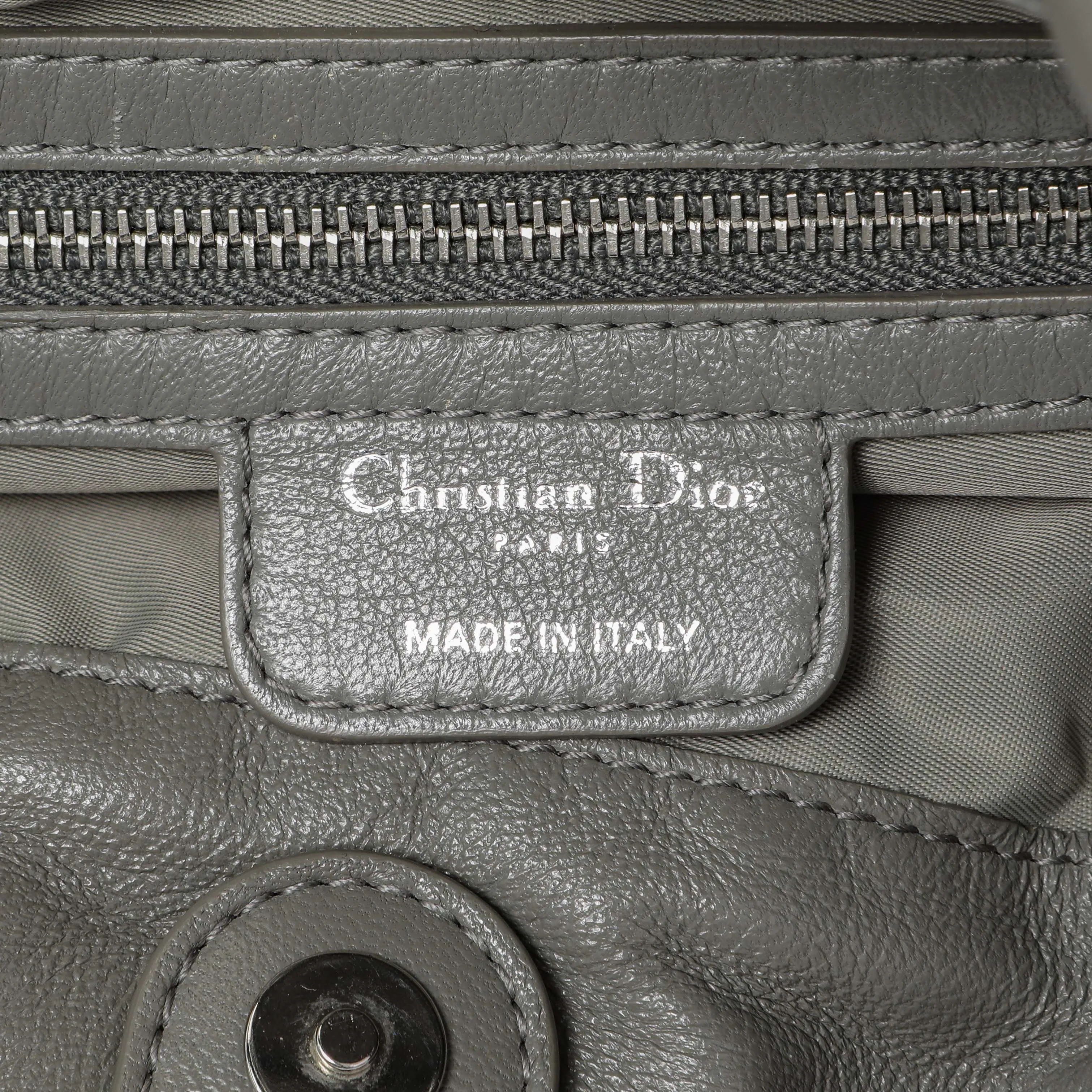 Christian Dior Grey Nylon Cannage Charming Lock Tote