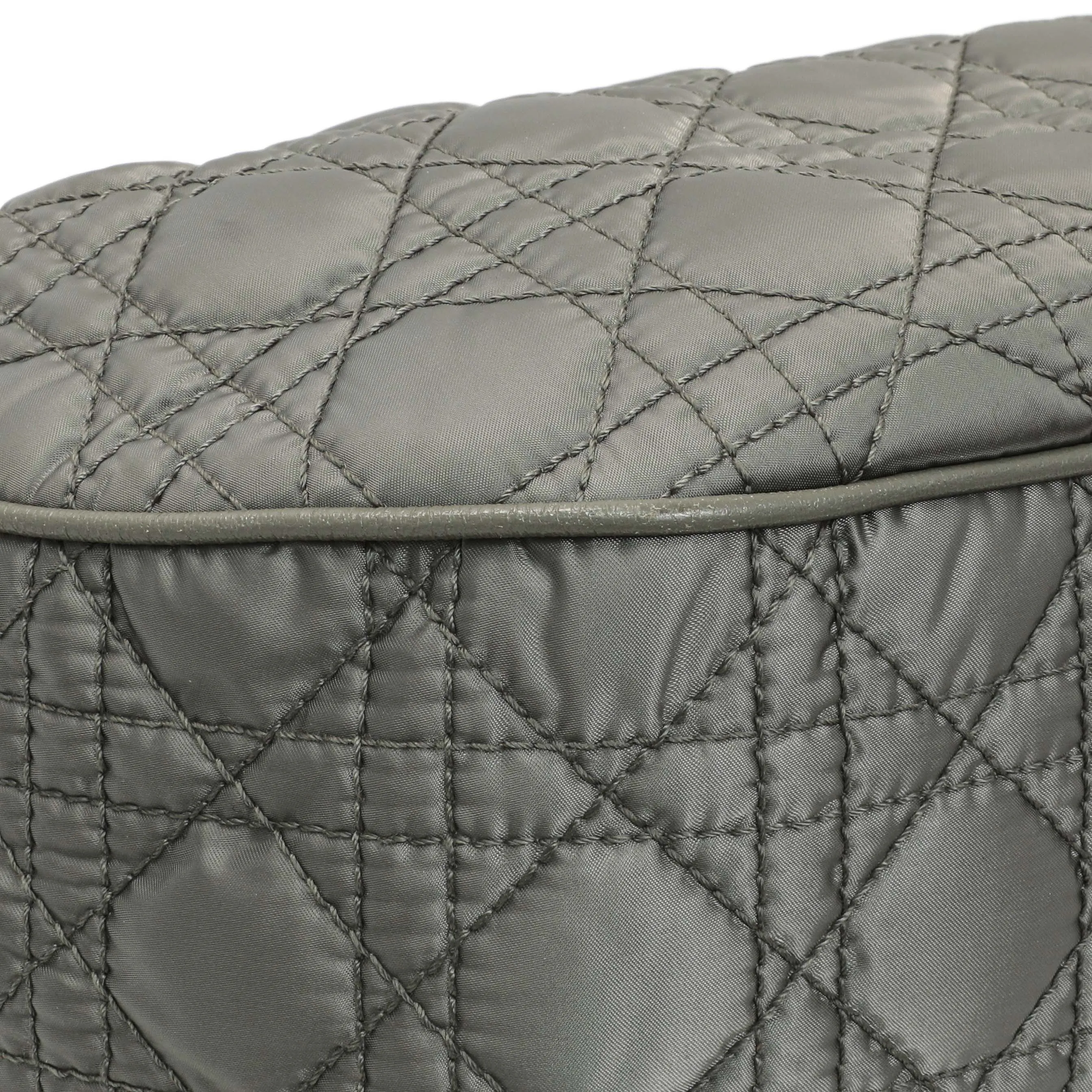 Christian Dior Grey Nylon Cannage Charming Lock Tote