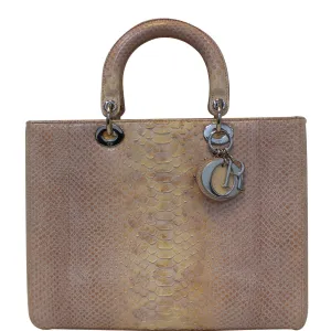 Christian Dior Lady Dior Large Python Shoulder Bag Blush Pink