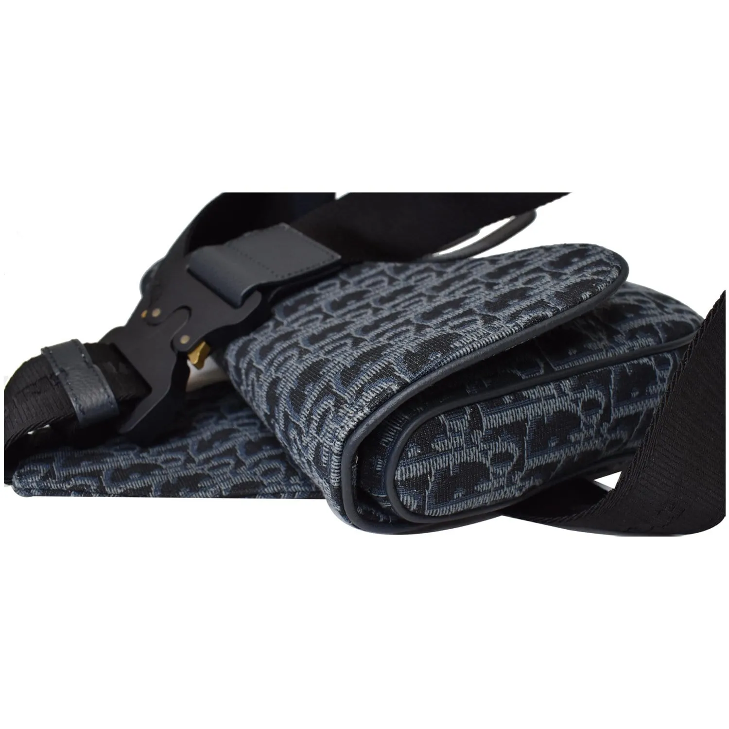 CHRISTIAN DIOR Saddle Oblique Jacquard Crossbody Bag Black