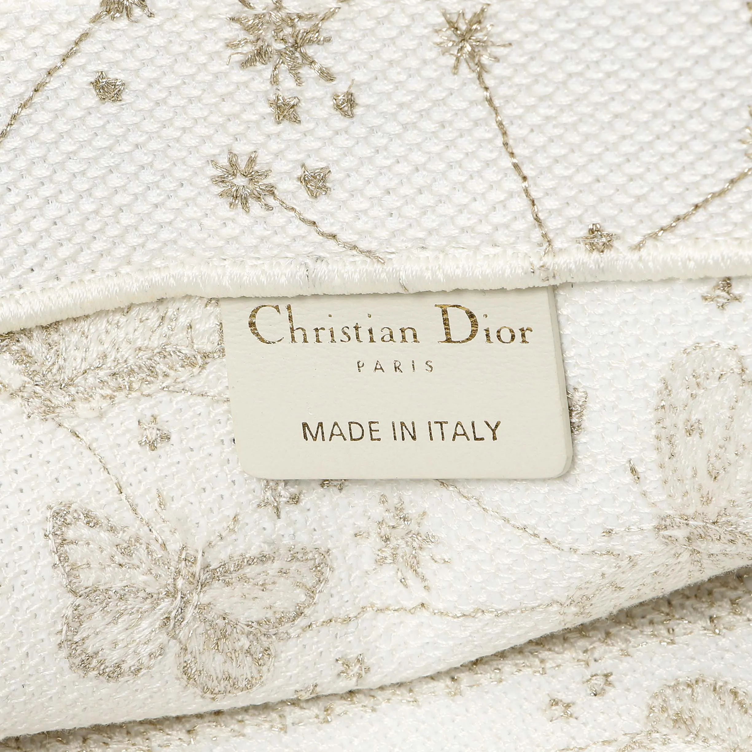 Christian Dior White Gold Canvas Embroidered Medium Zodiac Print Book Tote