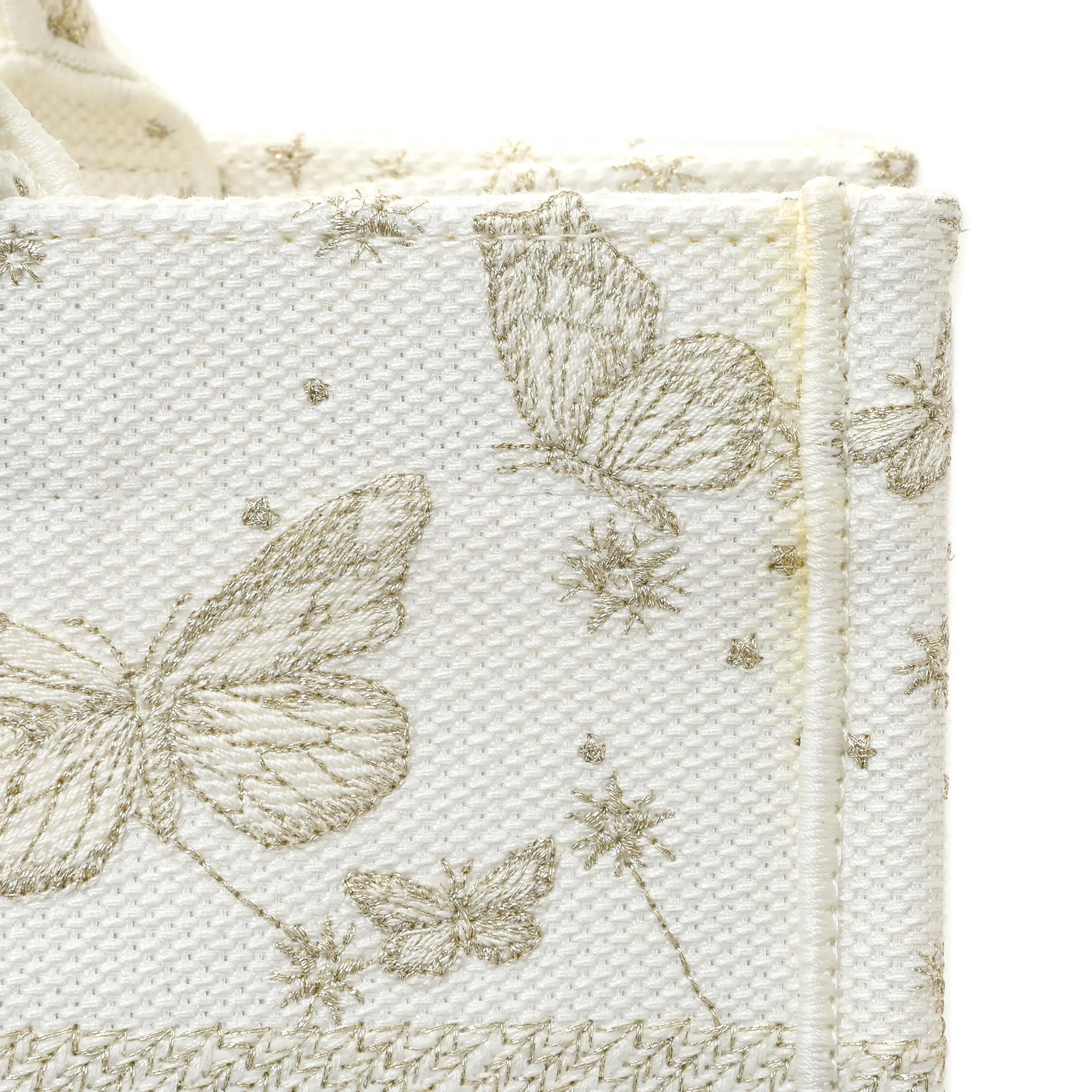Christian Dior White Gold Canvas Embroidered Medium Zodiac Print Book Tote