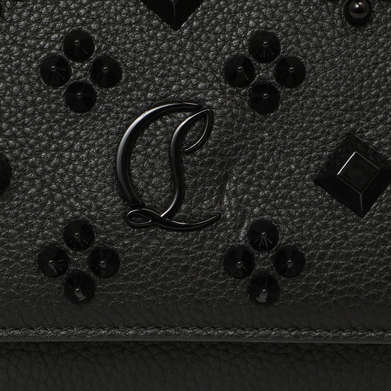 Christian Louboutin Black Calfskin Spikes Loubinthesky Paloma Clutch