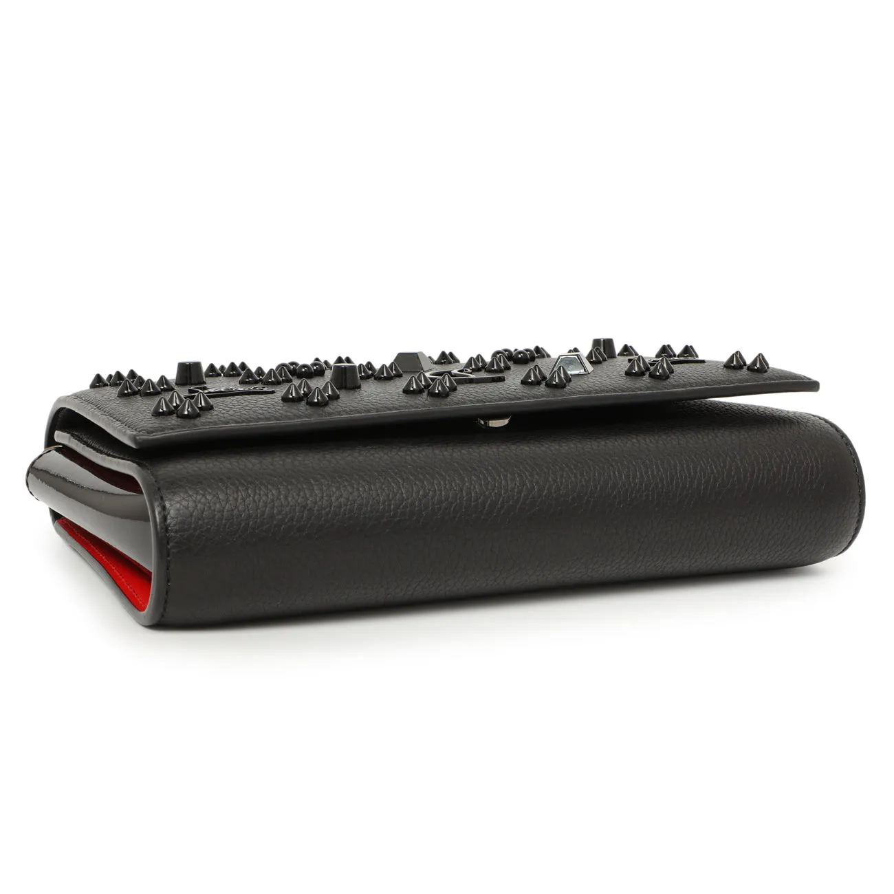 Christian Louboutin Black Calfskin Spikes Loubinthesky Paloma Clutch