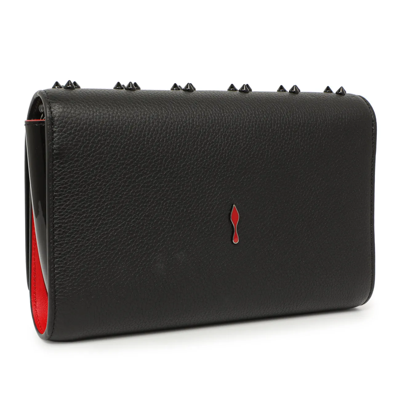 Christian Louboutin Black Calfskin Spikes Loubinthesky Paloma Clutch