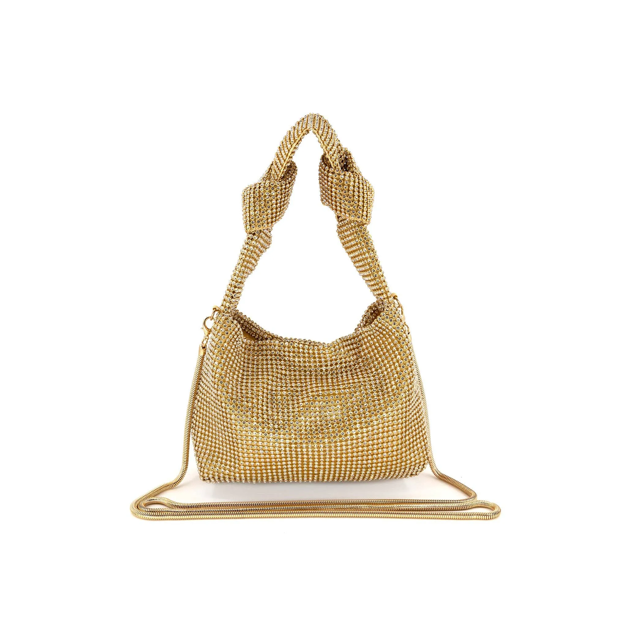 Clear Crystal and Gold Evening Bag | Shimmery Handbag | She She's Closet