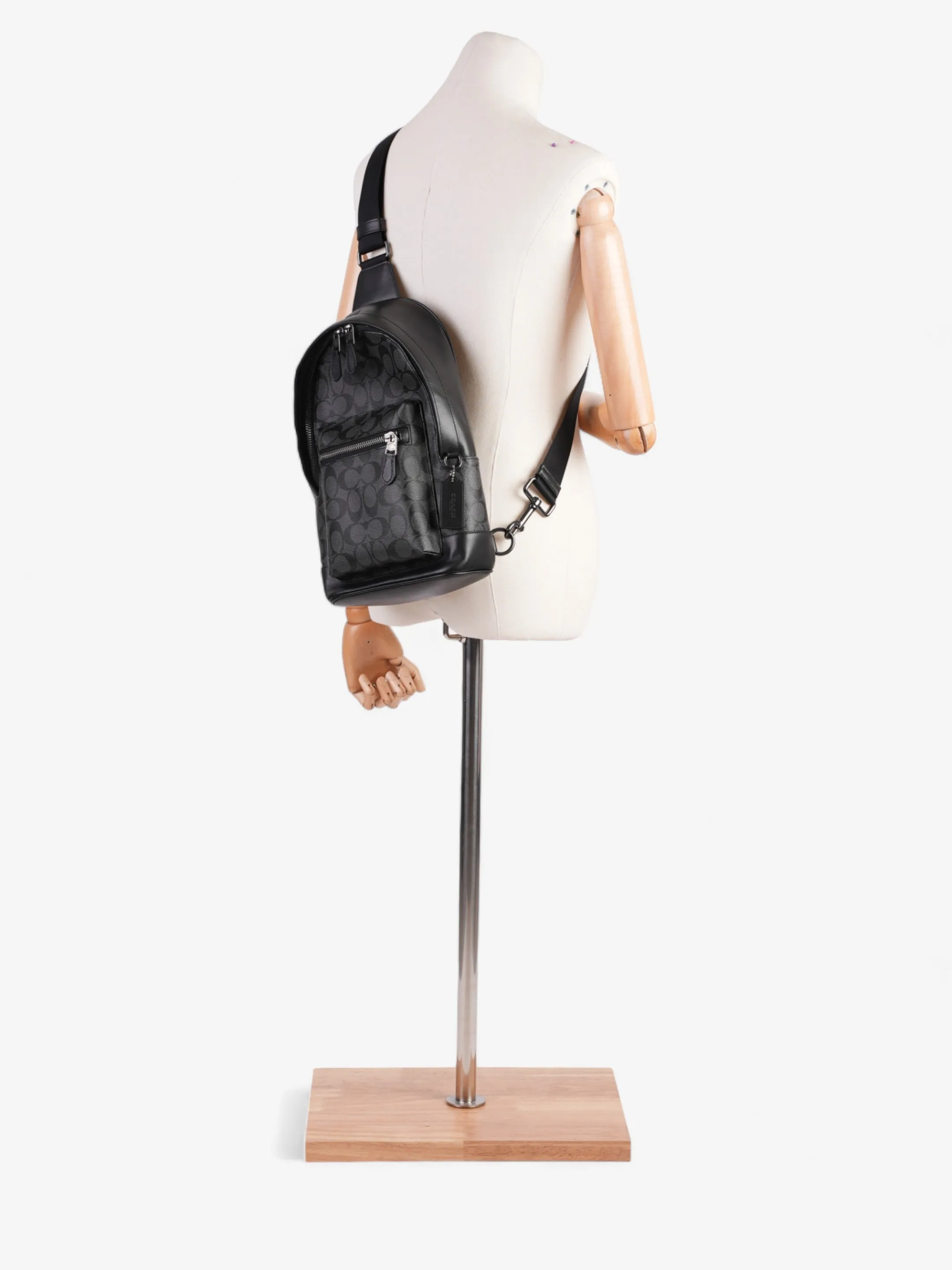 Coach West Pack Black Signature Canvas Coated Canvas