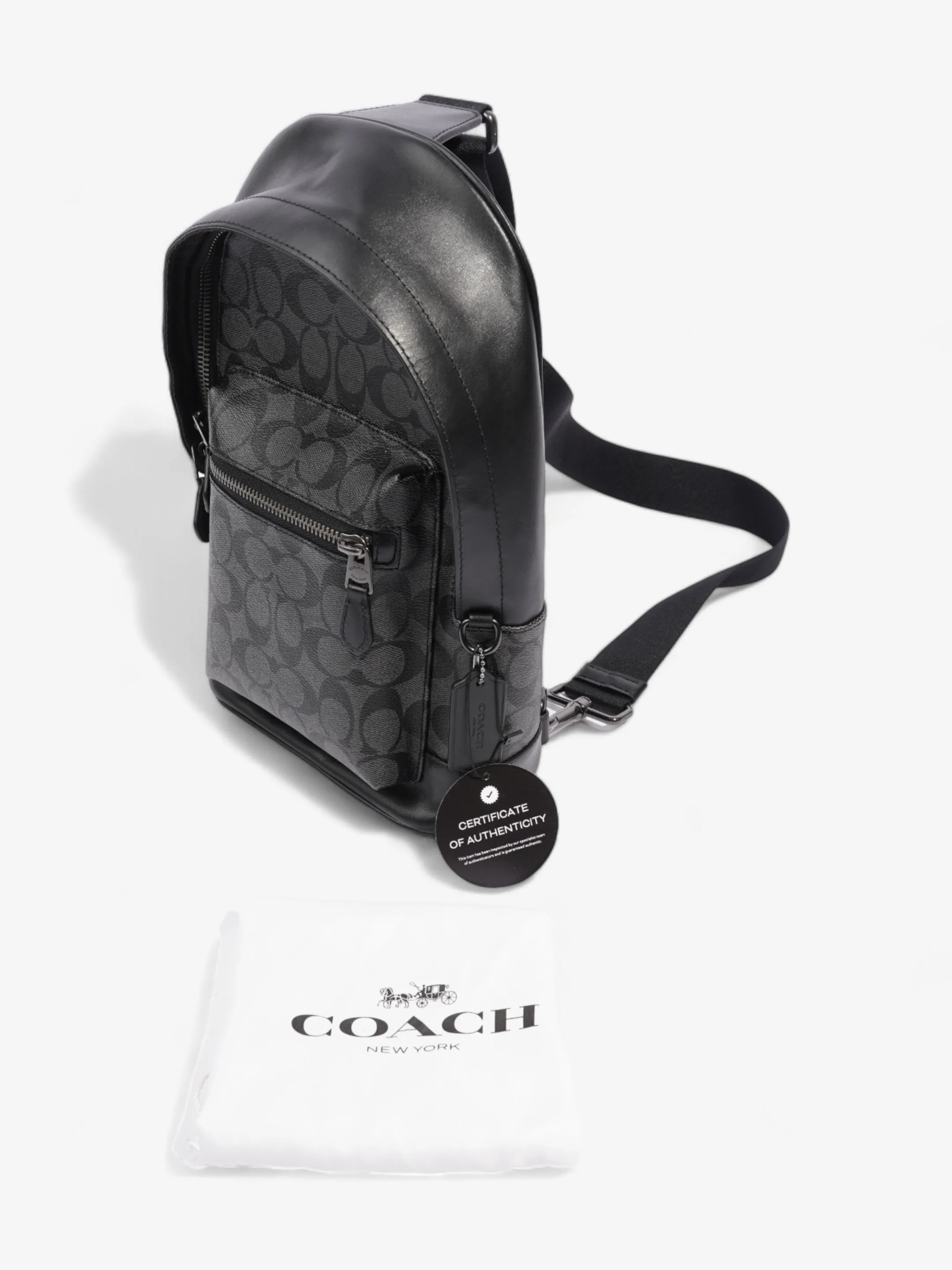 Coach West Pack Black Signature Canvas Coated Canvas