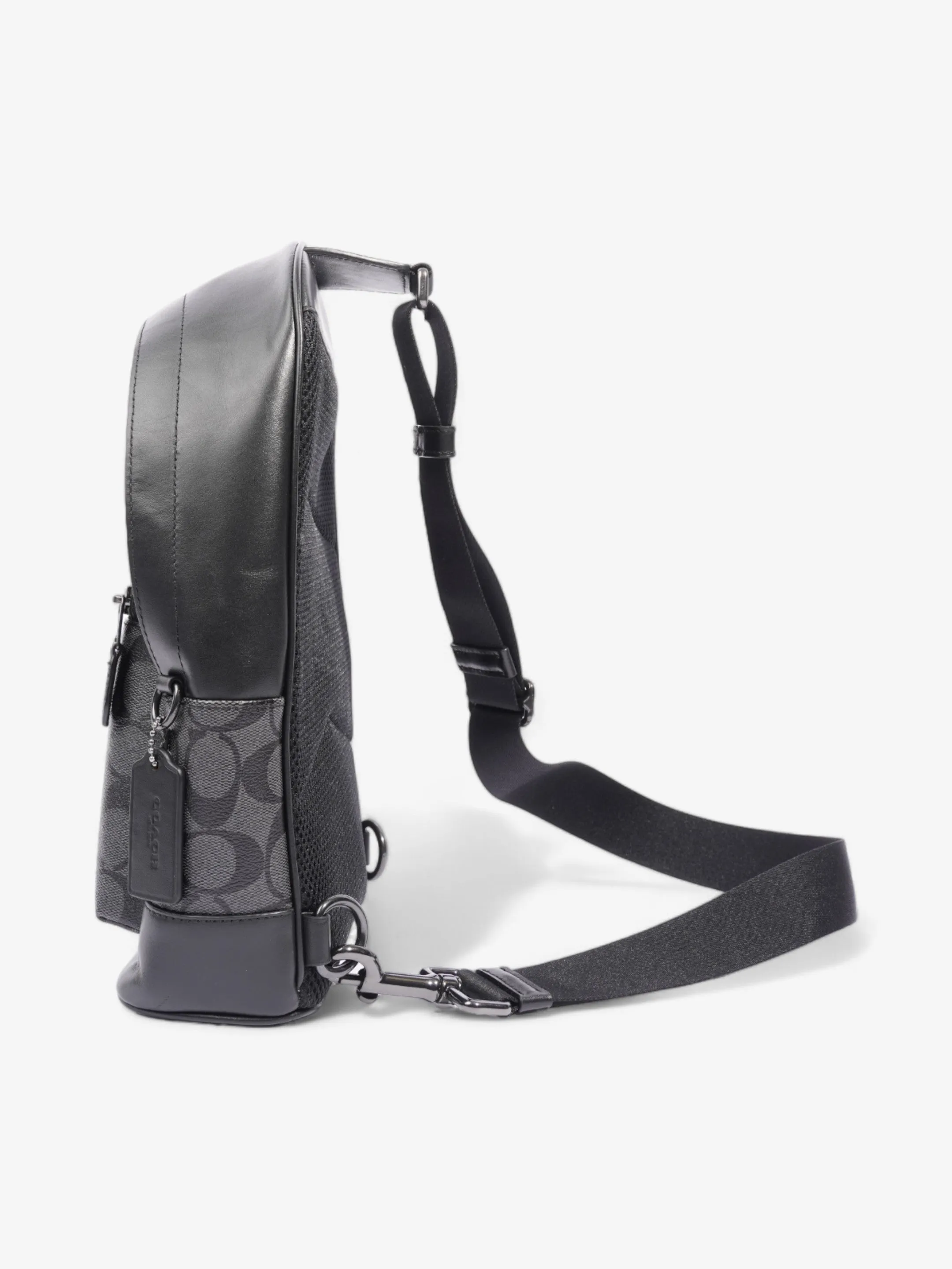 Coach West Pack Black Signature Canvas Coated Canvas