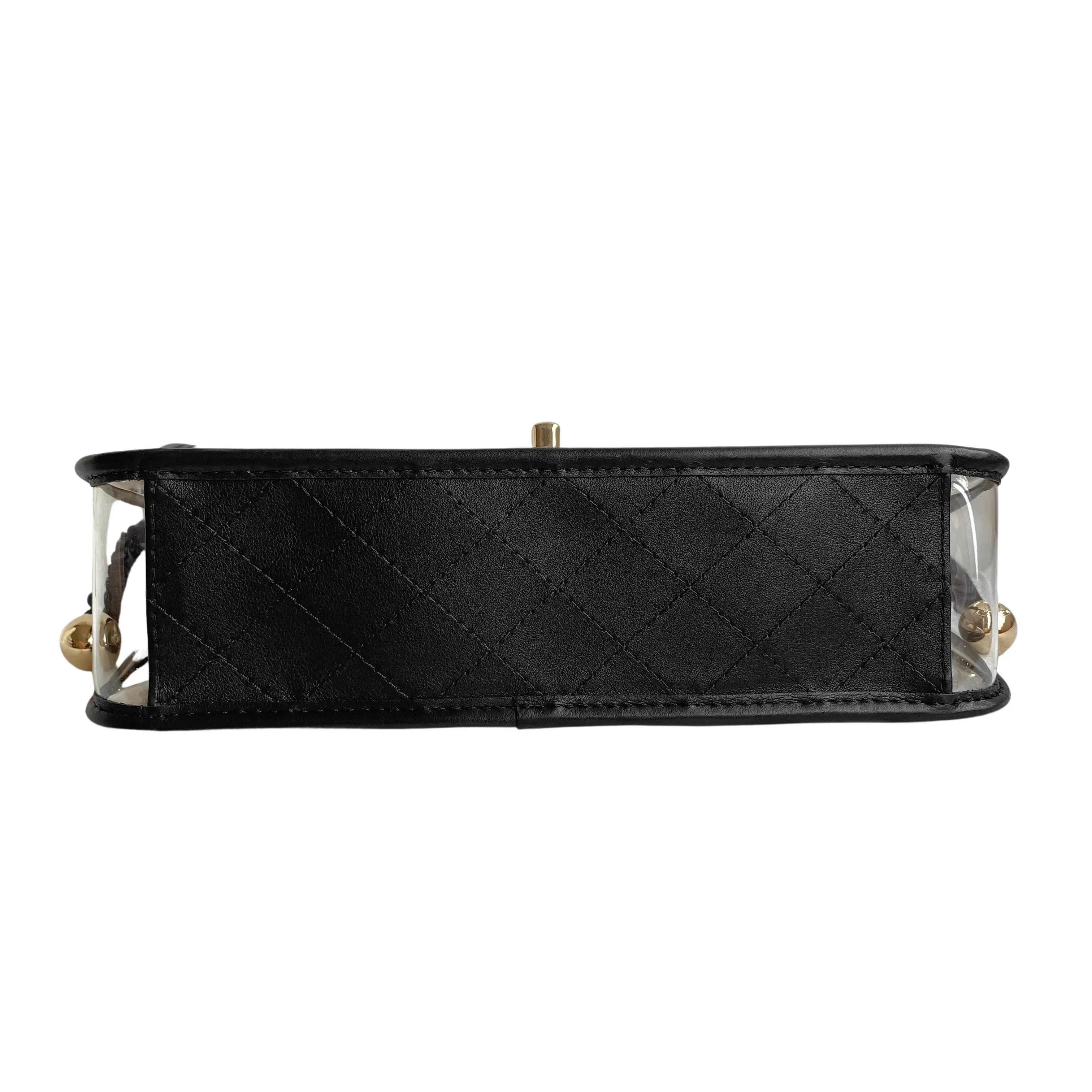 Coco Sand Pearl Strap PVC Medium Flap Bag