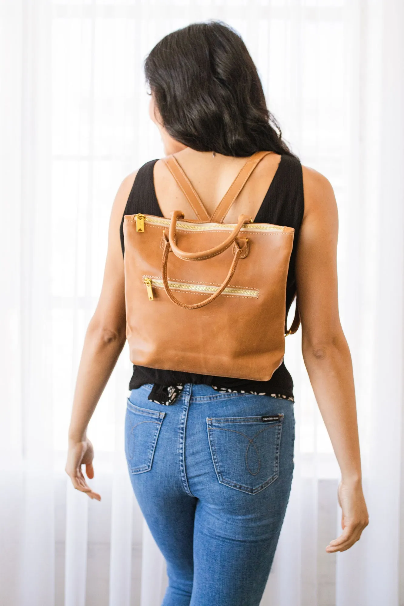 Convertible Shopper Crossbody, Caramel