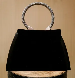 Corem Rose Small Black Velvet Handbag