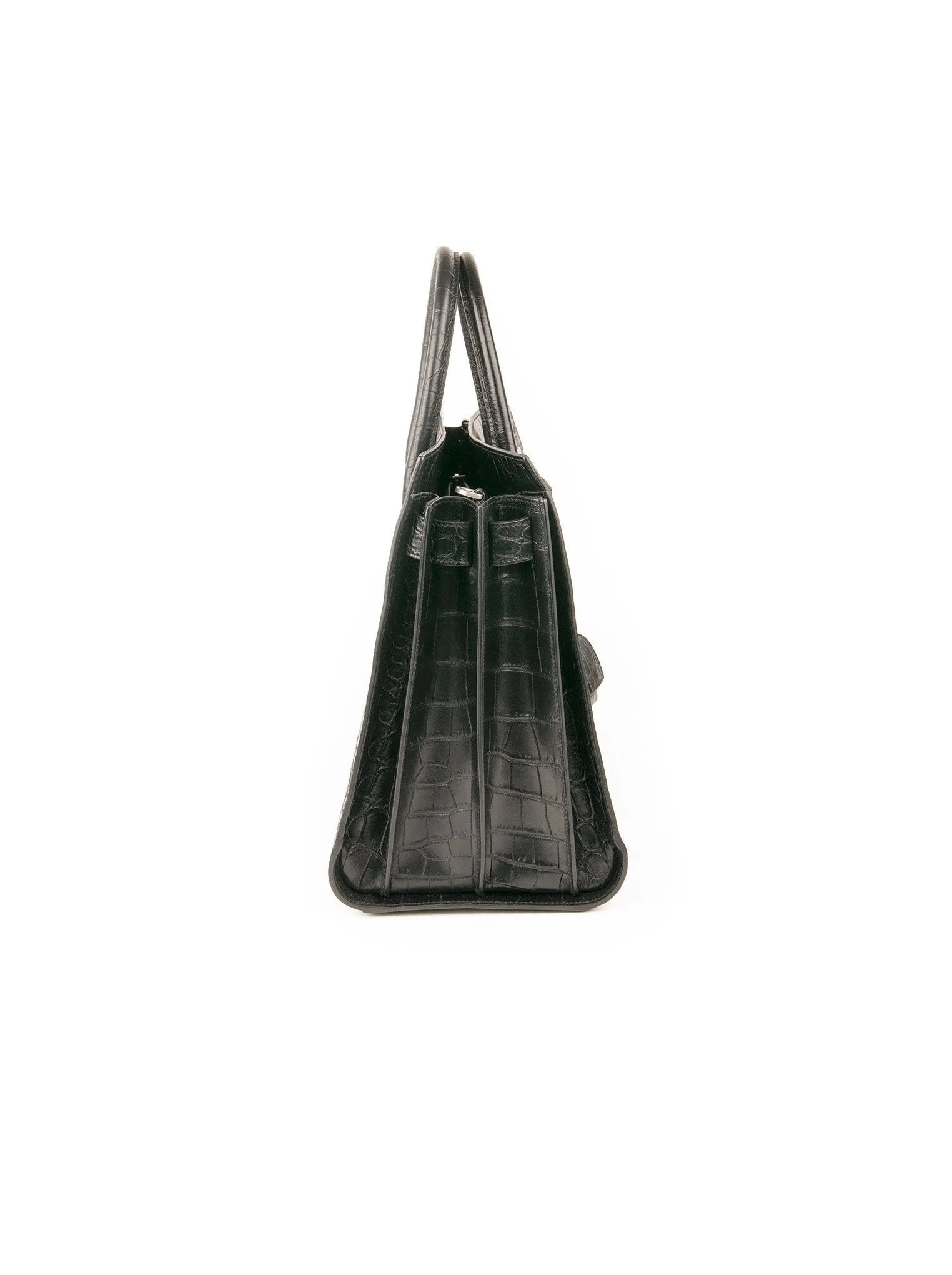 Crocodile Embossed Sac Du Jour Tote - Black