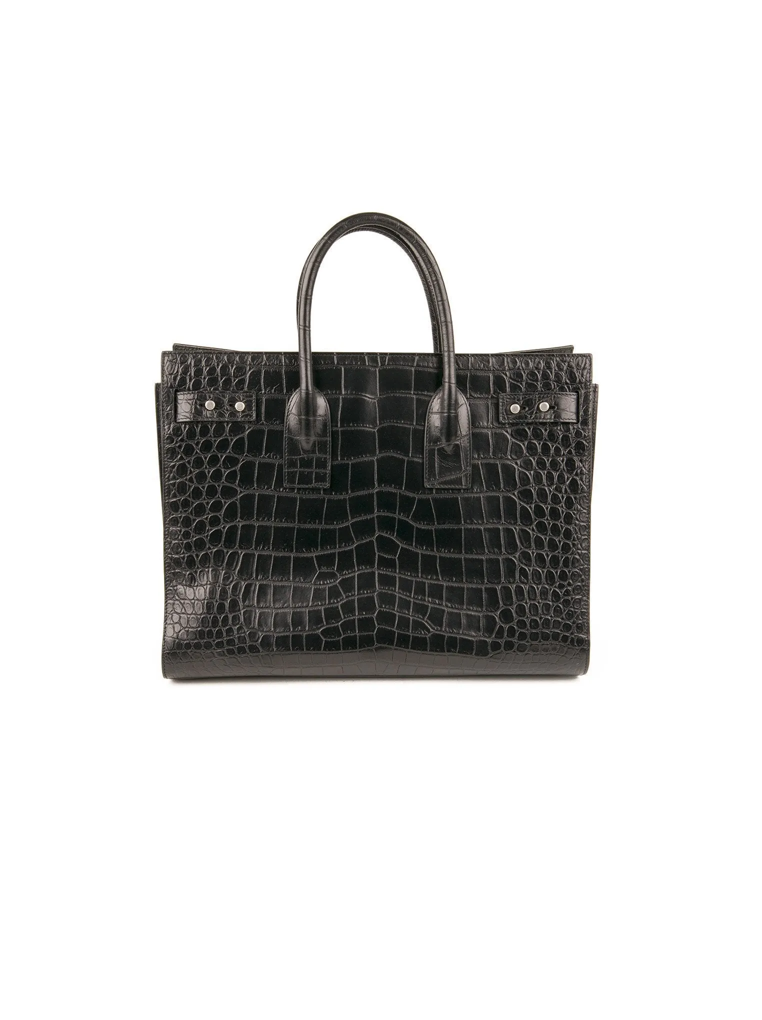 Crocodile Embossed Sac Du Jour Tote - Black