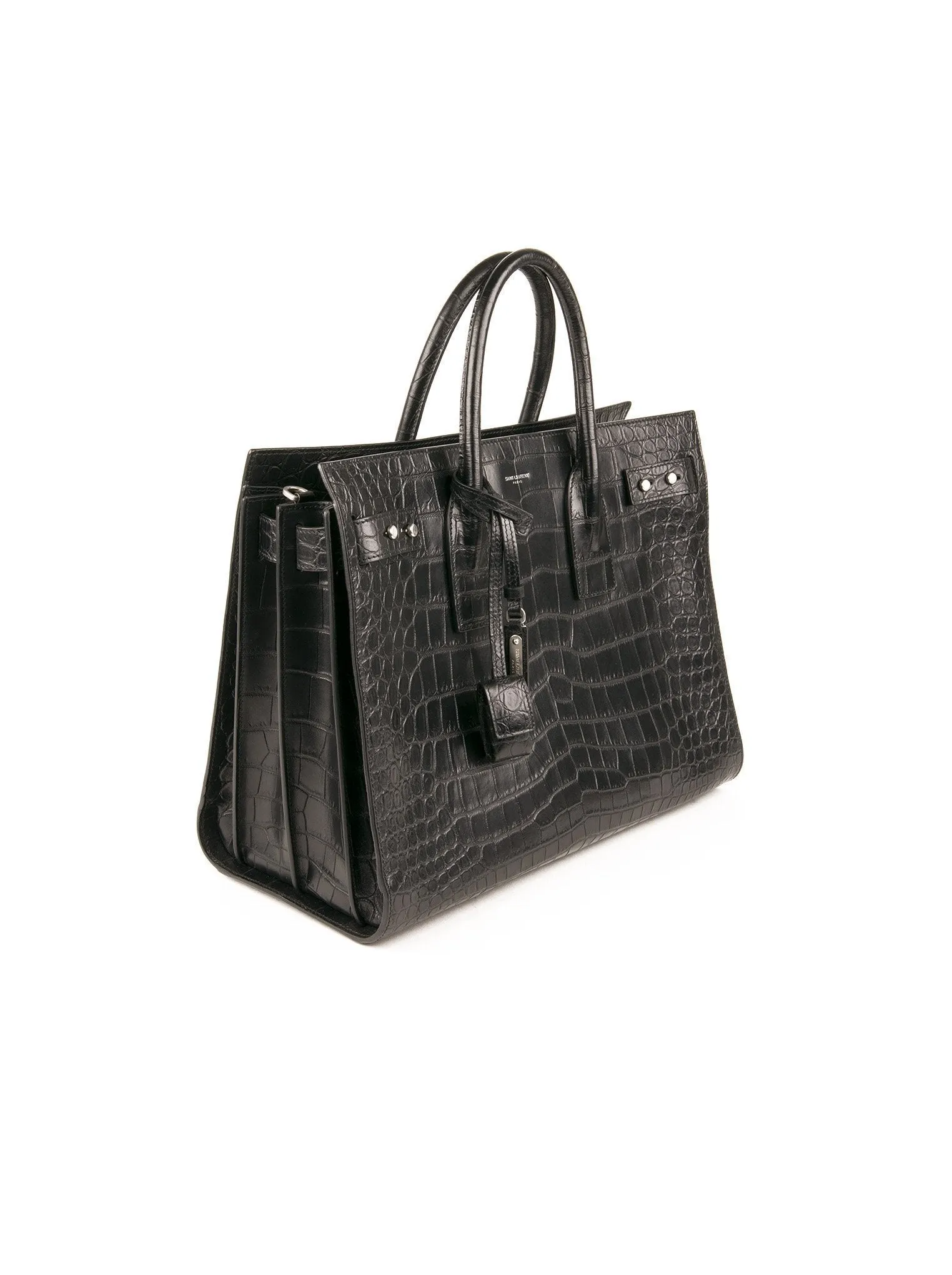 Crocodile Embossed Sac Du Jour Tote - Black