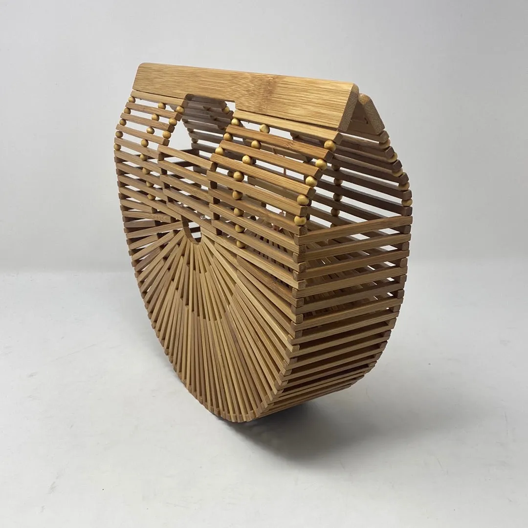 Cult Gaia Ark Small Top Handle Wooden Bamboo Bag