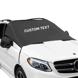 Custom Text For Car Windshield Snow Cover, Compatible with All Cars, Large Windshield Cover for Ice and Snow Frost with Removable Mirror Cover Protector, Wiper Front Window Protects Windproof UV Sunshade Cover AC15983
