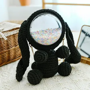 Cute Crochet Bunny Backpack Rabbit Crochet Shoulder Bag for Girl Bunny Crochet Crossbody Purse