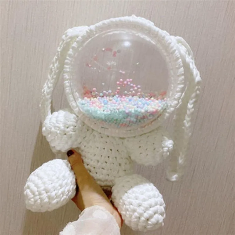 Cute Crochet Bunny Backpack Rabbit Crochet Shoulder Bag for Girl Bunny Crochet Crossbody Purse