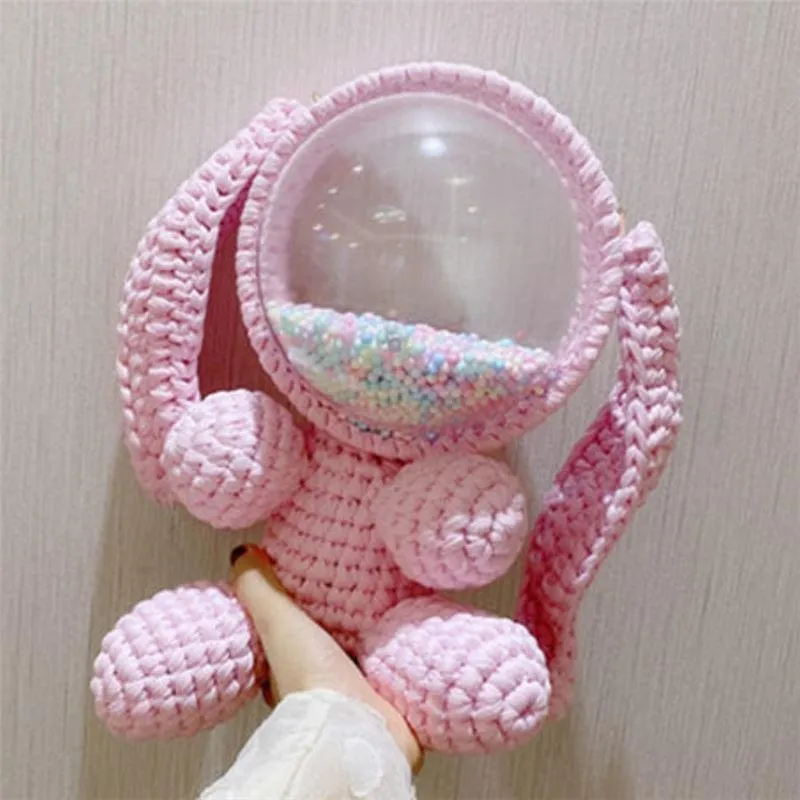 Cute Crochet Bunny Backpack Rabbit Crochet Shoulder Bag for Girl Bunny Crochet Crossbody Purse